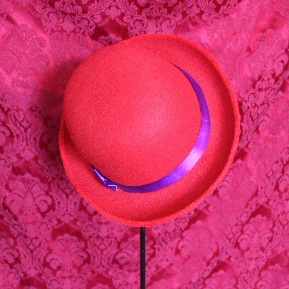 Vintage Red Bowler Hat 8"